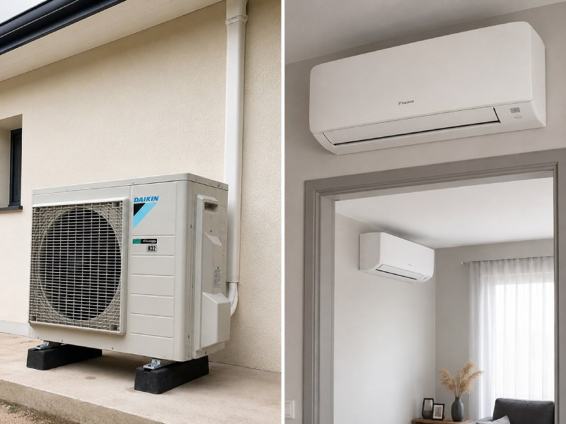 Installation climatisation Daikin Gonesse 95 Installation d’une climatisation réversible Daikin bi-split dans une maison à Gonesse 95500
